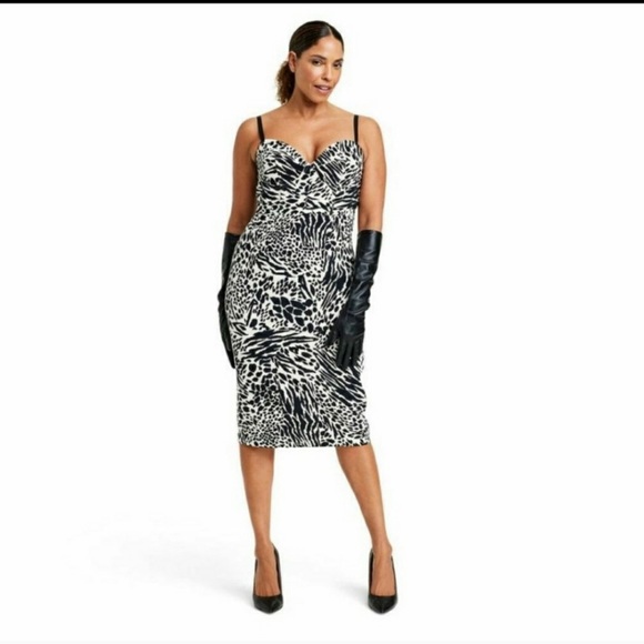 Sergio Hudson x Target Black/White Animal Print Bustier Dress PLUS Size - Picture 5 of 6